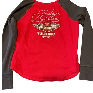 Harley-Davidson Red and Black Kids Long Sleeve Shirt